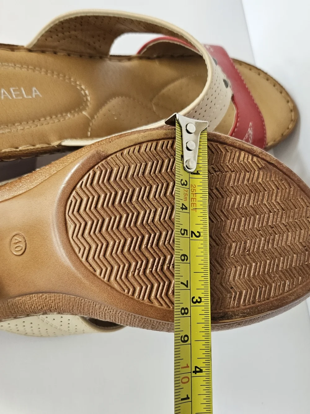MICHAELA Women's Comfort Wedge Sandals Mules Colorblock Red Cream Size EU 40
